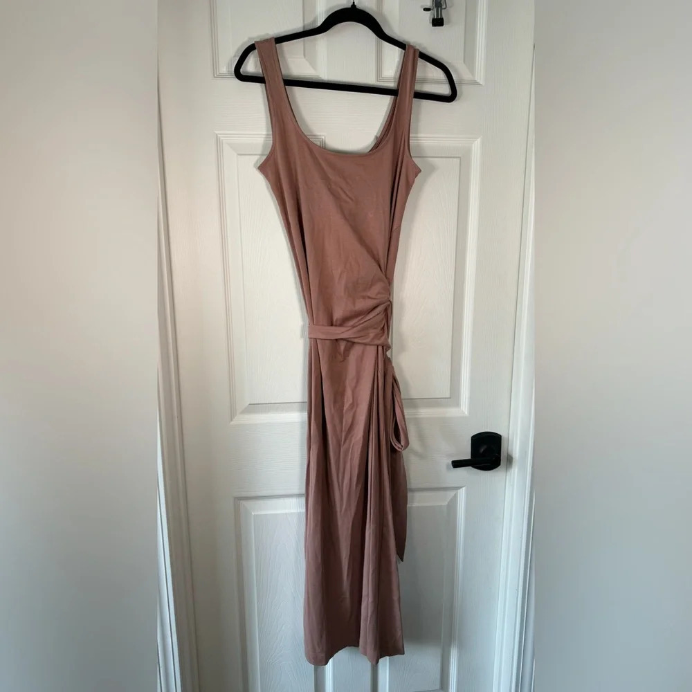 Vince Pima Cotton Wrap Tank Dress Dusty Rose Jersey Knit Women’s Size Small